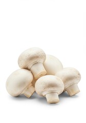 Photo of Fresh White Mushrooms on White Background