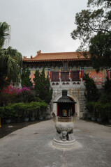 Incense holder in front of Po Lin Monastery in Lantau Island, Hong Kong.