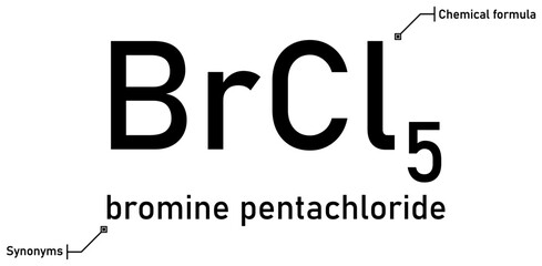 Bromine pentachloride chemical formula and synonyms with callout titles