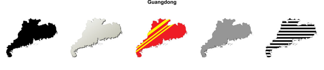 Guangdong province outline map set
