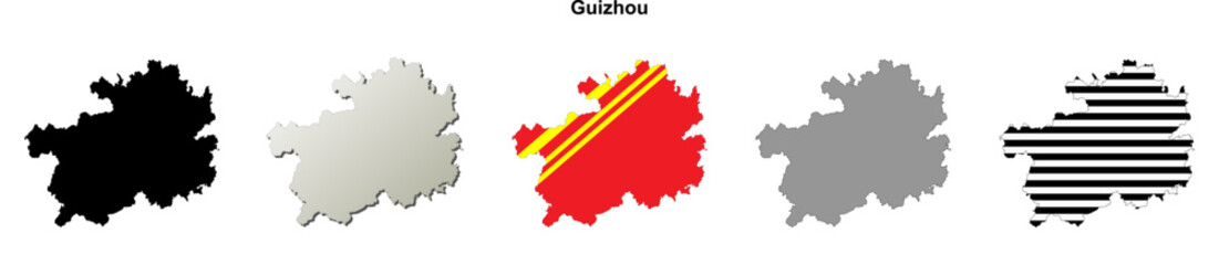 Fototapeta premium Guizhou province outline map set