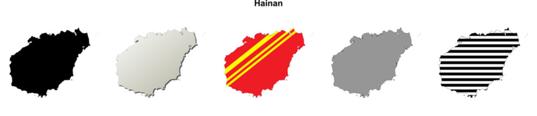 Naklejka premium Hainan province outline map set