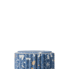 in square minimal shape, 3d render transparent background of blue terrazzo textured podium