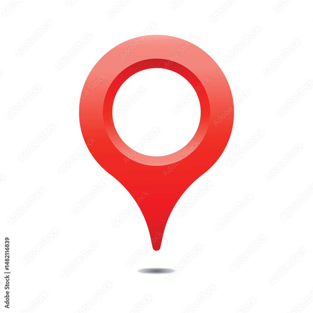 Poster red realistic map pin icon. simple marker location icon