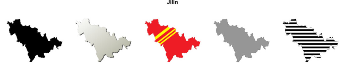 Jilin province outline map set