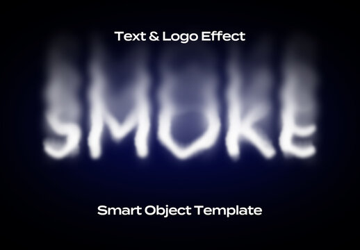 Smoke Black Cloud Text Logo Style Effect Mockup Logotype Template Shape