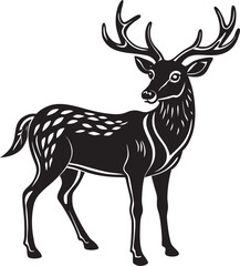 Obraz premium Minimalist black deer silhouette design suitable for print-on-demand, stickers, tattoos, and woodland wildlife art.