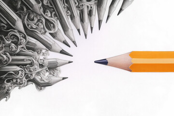 colored pencils on white background