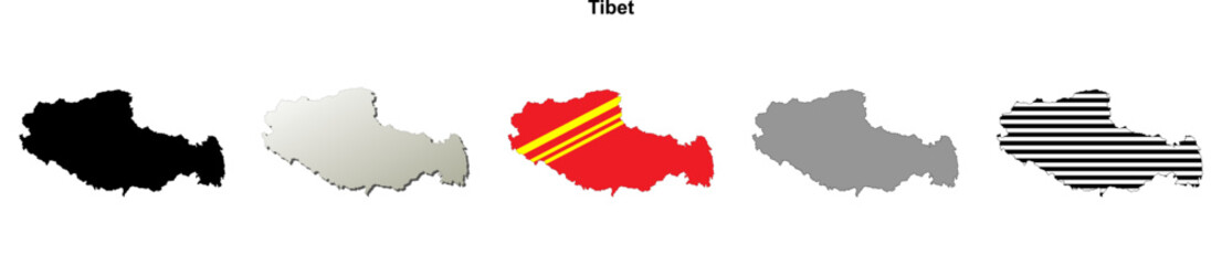 Fototapeta premium Tibet province outline map set