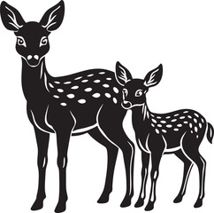 Minimalist black deer silhouette design suitable for print-on-demand, stickers, tattoos, and woodland wildlife art.