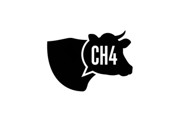 Obraz premium Dairy Cow CH4 Emission Illustration - Climate Change Impact Graphic