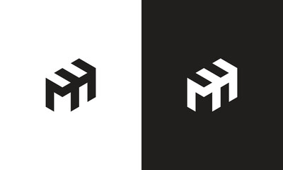 Fototapeta premium MH logo, monogram unique logo, black and white logo, premium elegant logo, letter MH Vector minimalist