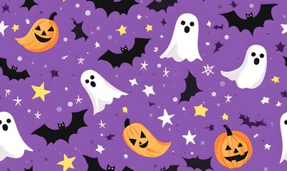 Fototapeta premium halloween seamless pattern with pumpkins