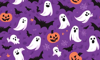 halloween seamless pattern with pumpkins