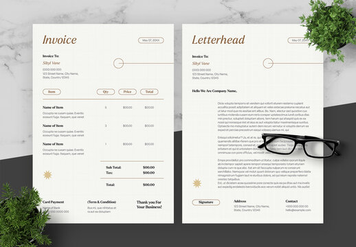 Black And Brown Invoice And Letterhead