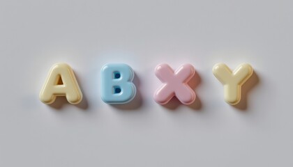 Naklejka premium Cute 3D Letters A B X Y in Pastel Colors