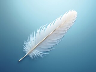 Obraz premium Delicate White Feather on Sky Blue Backdrop A Symbol of Lightness and Tranquility for Creative Designs