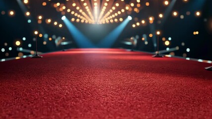 Red carpet, stage lights, awards ceremony scene