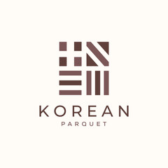 korean parquet style vintage logo vector minimalist illustration design, modern parquet symbol design
