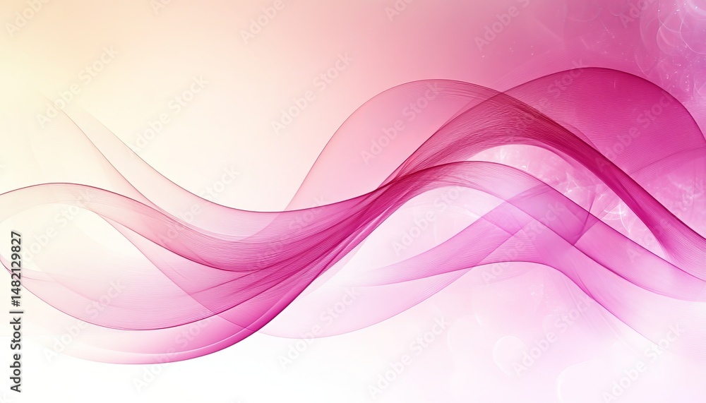 Poster fluid delicate abstract wavy background with pink tones forming dynamic waves, gradient background.