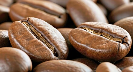 Obraz premium Extreme Close Up View of Raw Coffee Beans Texture