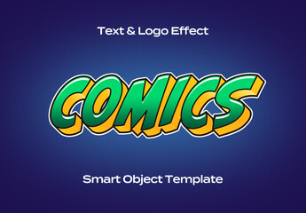 Comics Cartoons Kids Text Logo Style Effect Mockup Logotype Template Shape