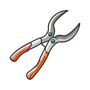orange handled pruning shears isolated clip art preview