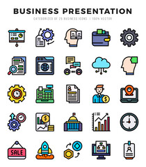 Set of Business Presentation Icons. Simple line art style icons pack.