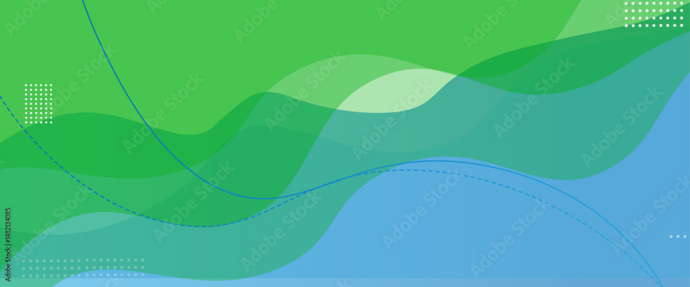 Poster vector modern blue and green wave abstract background. creative halftone pattern in blue green backg