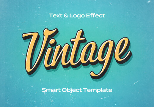 Vintage Retro Old Text Logo Style Effect Mockup Logotype Template Shape
