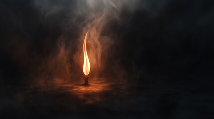 Glowing Flame in Misty Darkness   Mystical Spiritual Candle Light