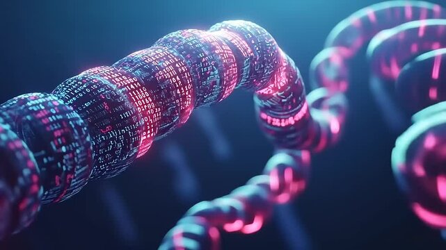 Digital Data Chain with Binary Code Abstract