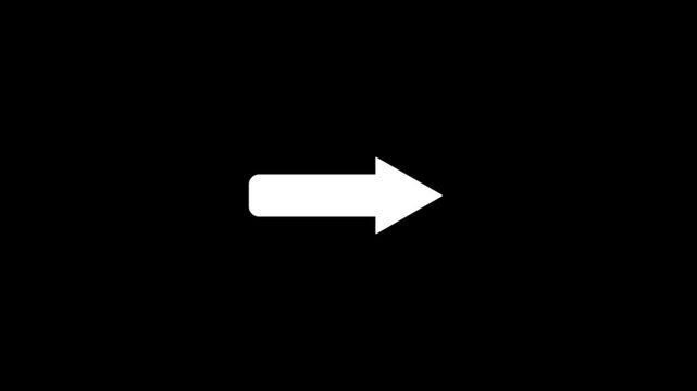 Arrows, direct symbol pointing, set on green screen and black on white alpha matte.animation in 4K. Right or next directional black arrows on white background.