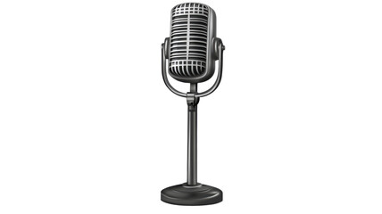 Fototapeta premium Shiny Vintage Microphone Isolated on White Background
