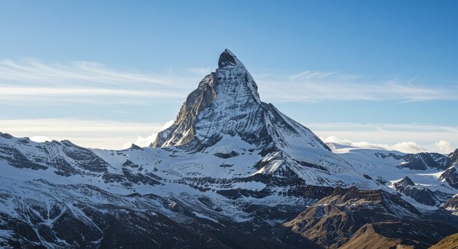 Photo of Snow Capped Matterhorn Peak in Swiss Alps
