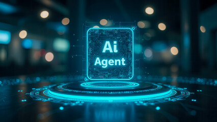 Futuristic Representation of an AI Agent in a Technology-Driven Environment