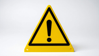 Yellow caution warning sign with exclamation mark. Traffic sign. White background.