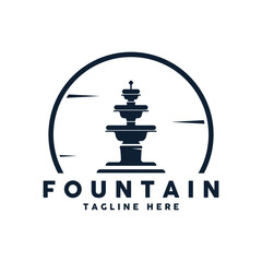  Linear fountain silhouette logo icon design. Water splash logotype