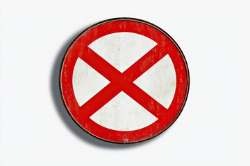 Obraz premium Round prohibition sign with a large red cross
