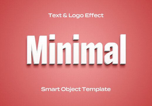 Minimal Clean White 3D Simple Text Logo Style Effect Mockup Logotype Template Shape