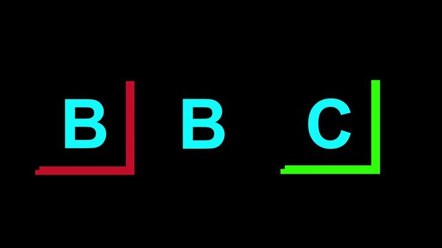 bbc text font with neon light. bbc Neon Text advertisement promo animation video with dark background . bbc  Glowing neon text animation.   glowing neon text bbc animation with black background.