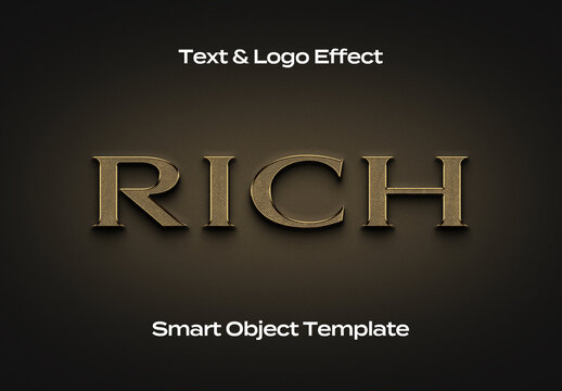 Rich Gold Black Text Logo Style Effect Mockup Logotype Template Shape