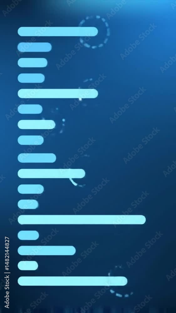 Poster abstract blue background with horizontal lines and waves, representing sound waves and data visualiz