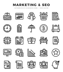 Marketing & SEO Lineal icons collection. Lineal icons pack. Vector illustration