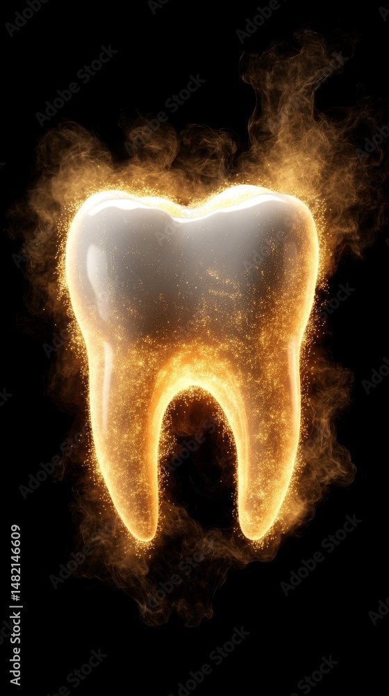 Aufkleber hyper-realistic visualization of a tooth dissolving in dental health context