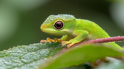 Green Gecko on Leaf