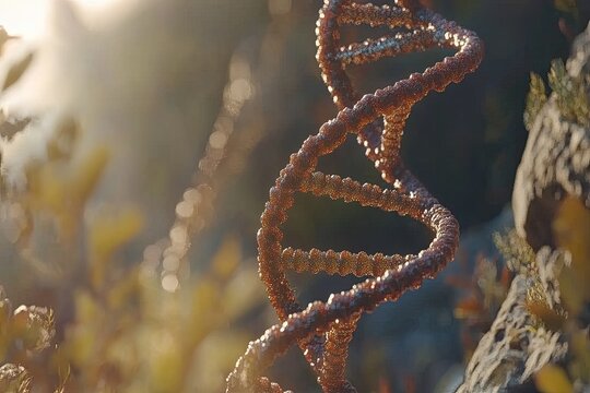 3D DNA helix in sunlight - Powered by Adobe