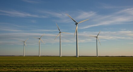 Photo of Wind Turbines in Green Field at Sunset