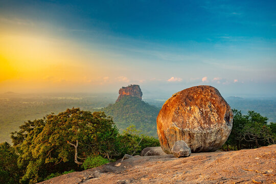 Sigiriya, Sri Lanka. Lion rock seen from Pidurangala rock