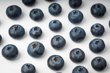 Blueberry texture background. Fresh blue berry fruits pattern, bilberry wallpaper with copy space